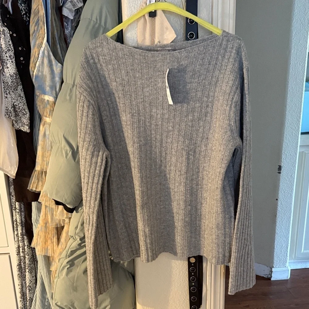 Ribbed boatneck sweater in vintage wool